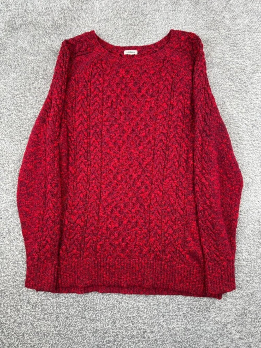 Men's Red Textured Crewneck Knit Sweater Size L